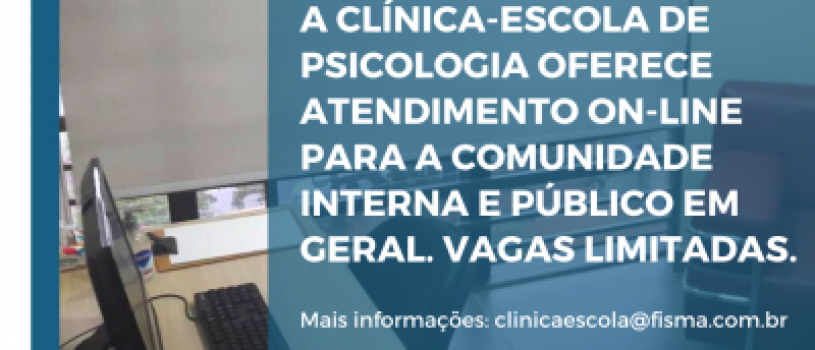 Clínica-escola da FISMA tem vagas disponíveis para atendimento on-line.