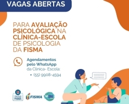 Inscrições abertas para avaliação psicológica na Clínica-Escola da FISMA