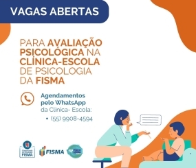 Inscrições abertas para avaliação psicológica na Clínica-Escola da FISMA