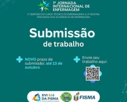 Prorrogado o prazo de submissão de trabalhos para a Jornada Internacional do curso de Enfermagem